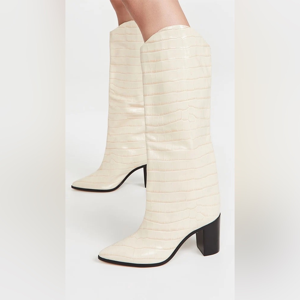Maryana Block crocodile-embossed leather boot